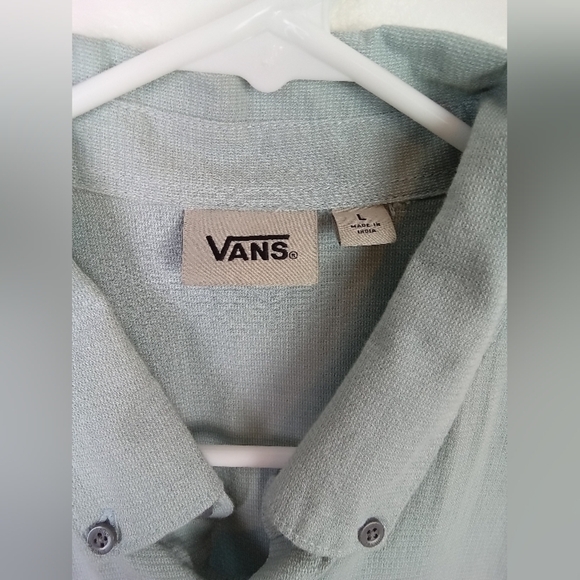 Vans Off the Wall Mens Short Sleeve Button Down Green & Grey Shirt, Large - Picture 3 of 6